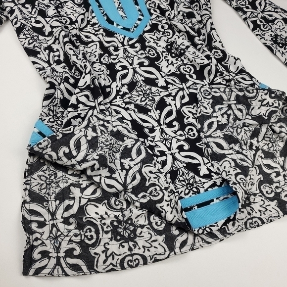Island Republic Blk Wht Blue Boho Tunic Top Med - Picture 14 of 15
